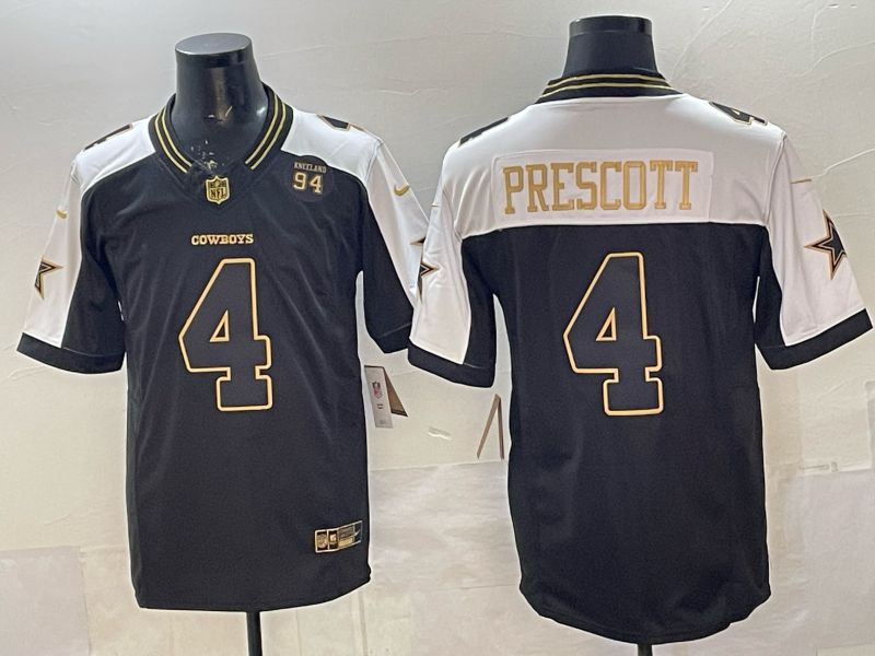Men 2026 Dallas Cowboys #4 Prescott Black Gold 6th generations Nike Limited NFL Jersey style 03